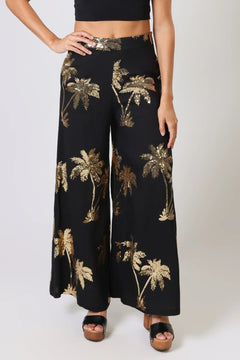 Traffic PeopleTraffic People Rene Trousers Palms Of GoldBottomsBlack - Blue Water Clothing