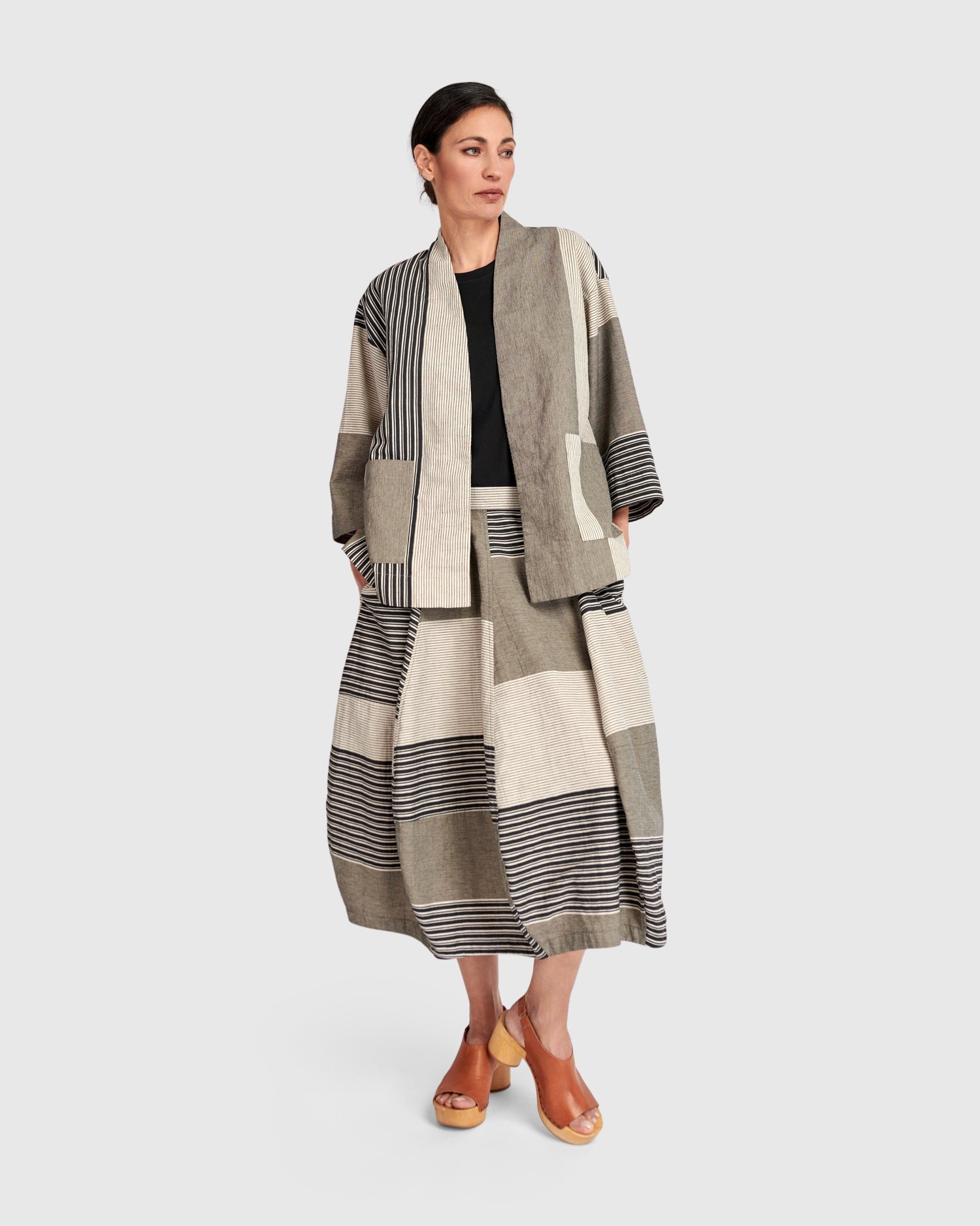 UrbanUrban Stripe Linen Mix JacketCoats & JacketsStone - Blue Water Clothing