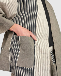 UrbanUrban Stripe Linen Mix JacketCoats & JacketsStone - Blue Water Clothing