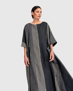 UrbanUrban Stripe Linen Mix Long DressDressesStone - Blue Water Clothing