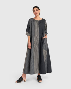 UrbanUrban Stripe Linen Mix Long DressDressesStone - Blue Water Clothing