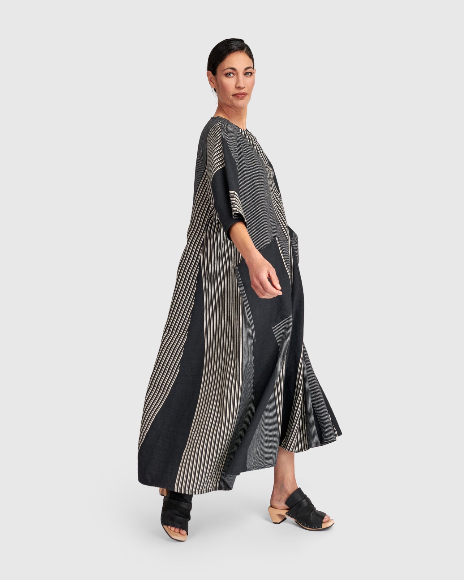 UrbanUrban Stripe Linen Mix Long DressDressesStone - Blue Water Clothing