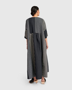 UrbanUrban Stripe Linen Mix Long DressDressesStone - Blue Water Clothing