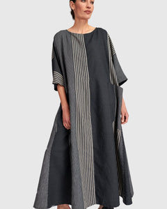 UrbanUrban Stripe Linen Mix Long DressDressesStone - Blue Water Clothing