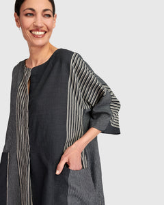 UrbanUrban Stripe Linen Mix Long DressDressesStone - Blue Water Clothing