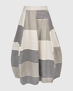 UrbanUrban Stripe Linen Mix SkirtBottomsStone - Blue Water Clothing
