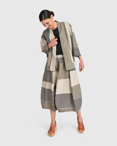 UrbanUrban Stripe Linen Mix SkirtBottomsStone - Blue Water Clothing