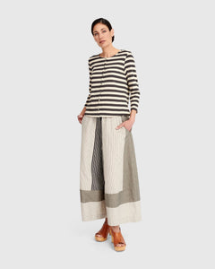 UrbanUrban Stripe Linen Mix TrouserBottomsStone - Blue Water Clothing