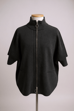 VetonoVetono Boiled Wool Poncho BlackTopsBlack - Blue Water Clothing