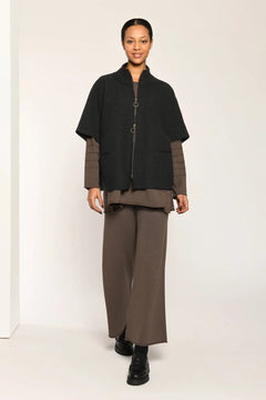 VetonoVetono Boiled Wool Poncho BlackTopsBlack - Blue Water Clothing