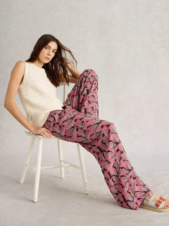 White Stuff Belle Crinkle Wide Leg Trousers - Blue Water Clothing