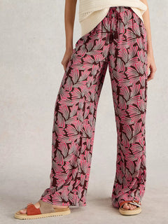 White Stuff Belle Crinkle Wide Leg Trousers - Blue Water Clothing