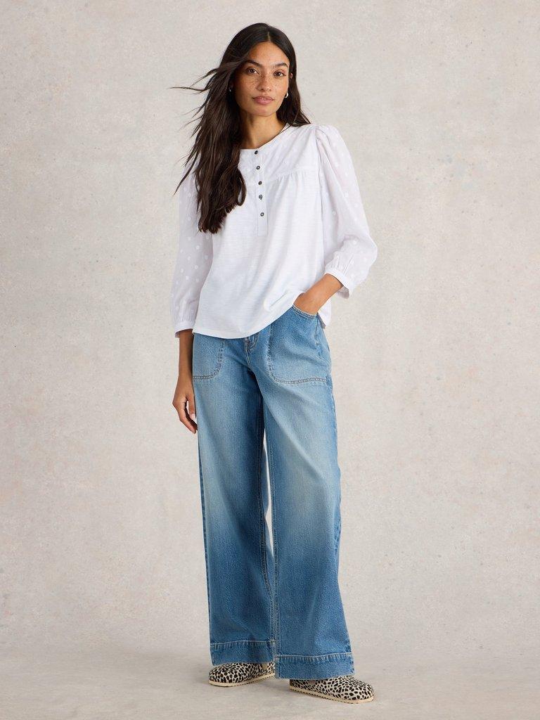 WHITE STUFF ELISE DOBBY MIX TOP - Blue Water Clothing