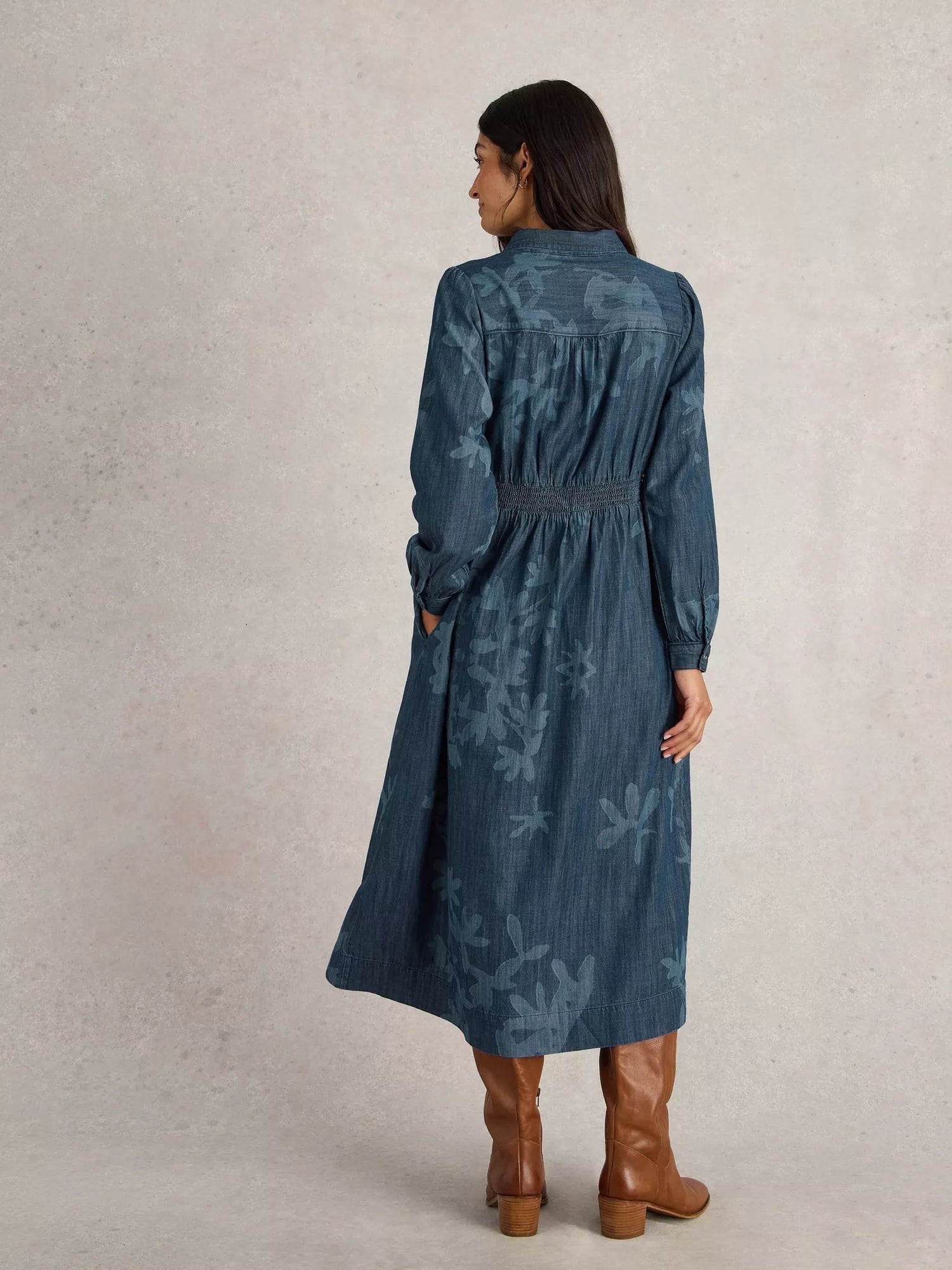 White Stuff Farah Denim Midi Dress - Blue Water Clothing