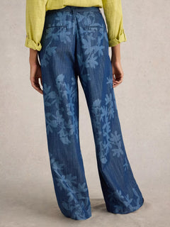 White Stuff Farah Denim Wide Leg Trouser - Blue Water Clothing