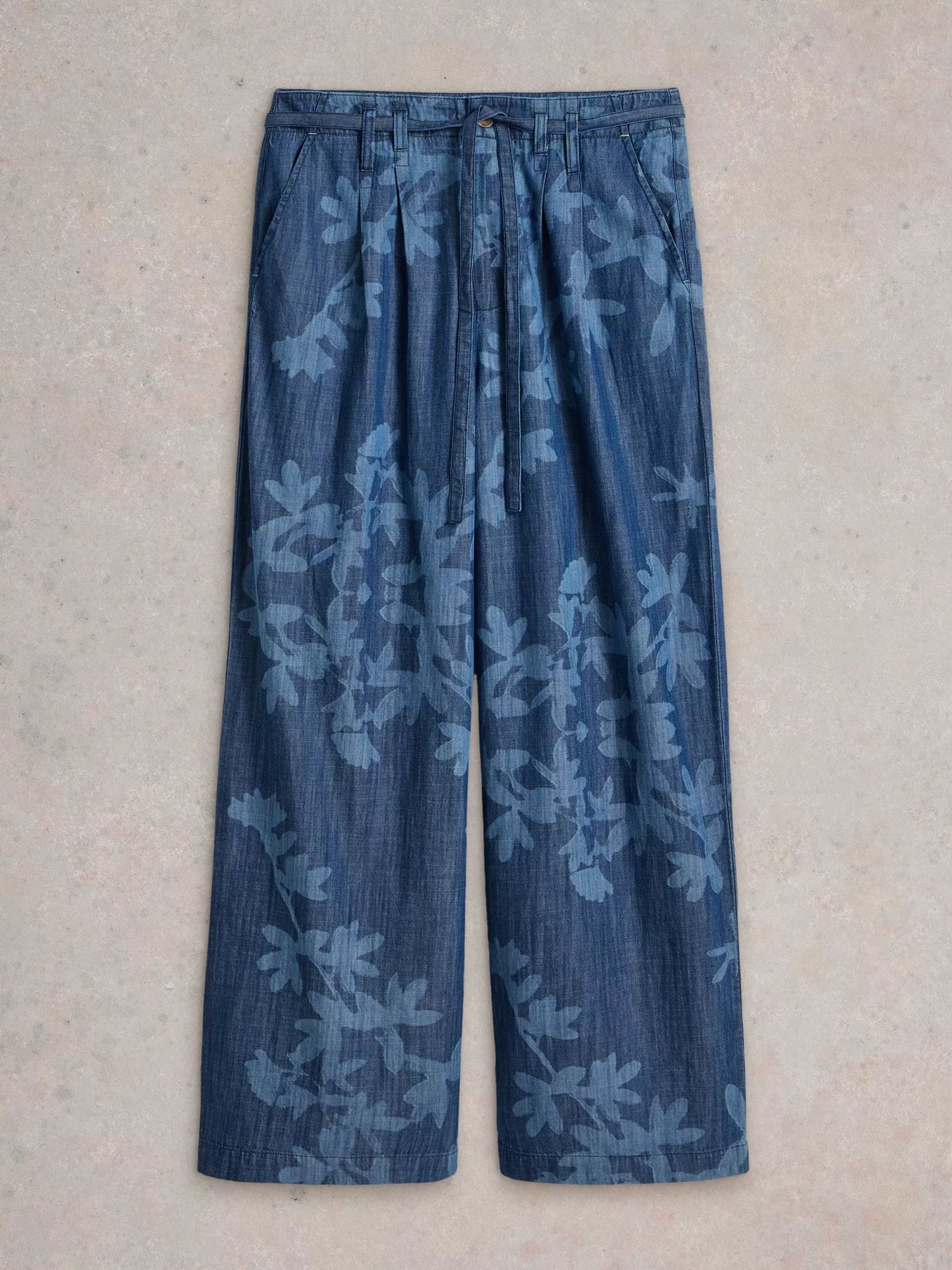 White Stuff Farah Denim Wide Leg Trouser - Blue Water Clothing