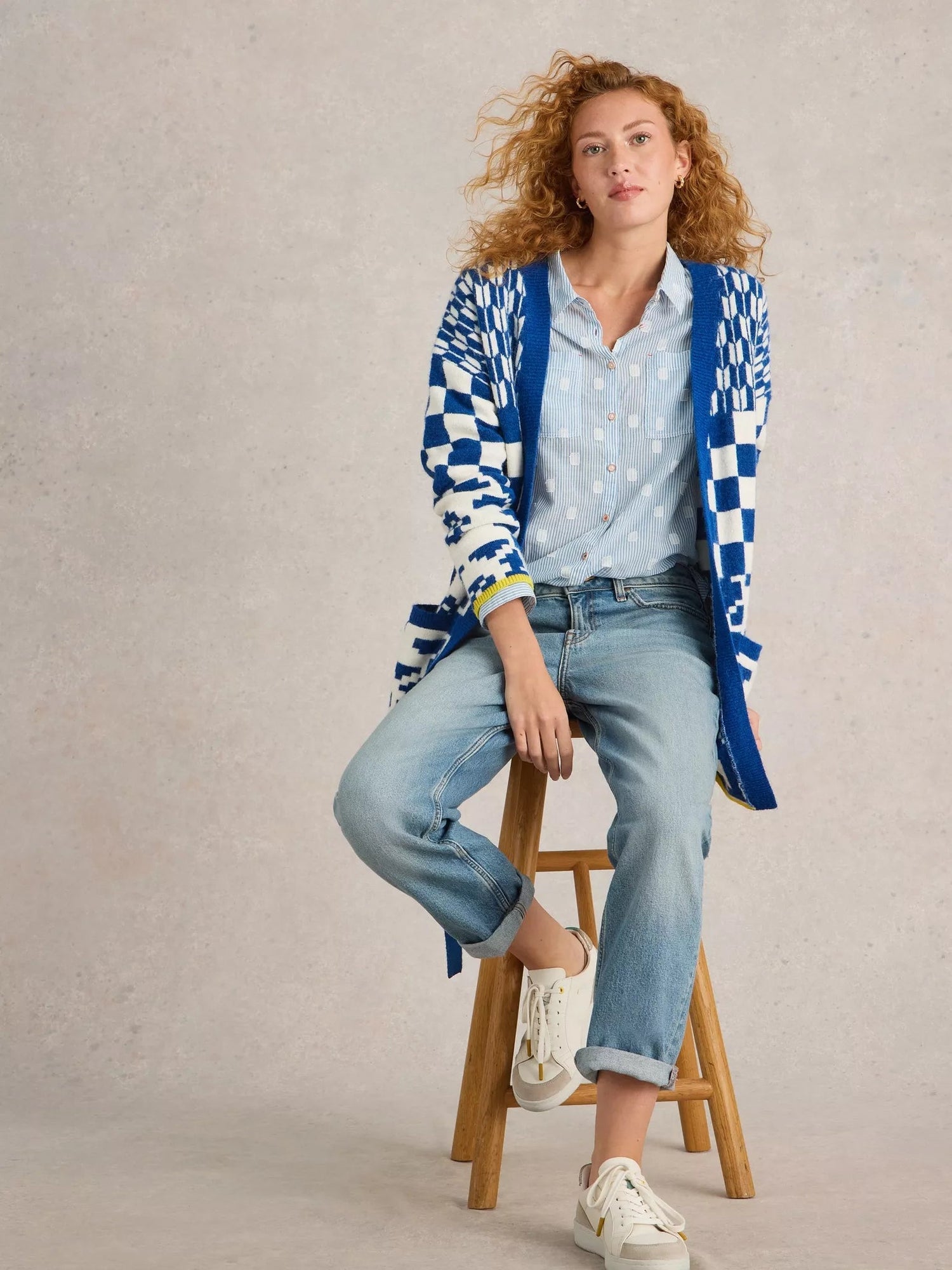 White Stuff Geo Mix Cardigan - Blue Water Clothing