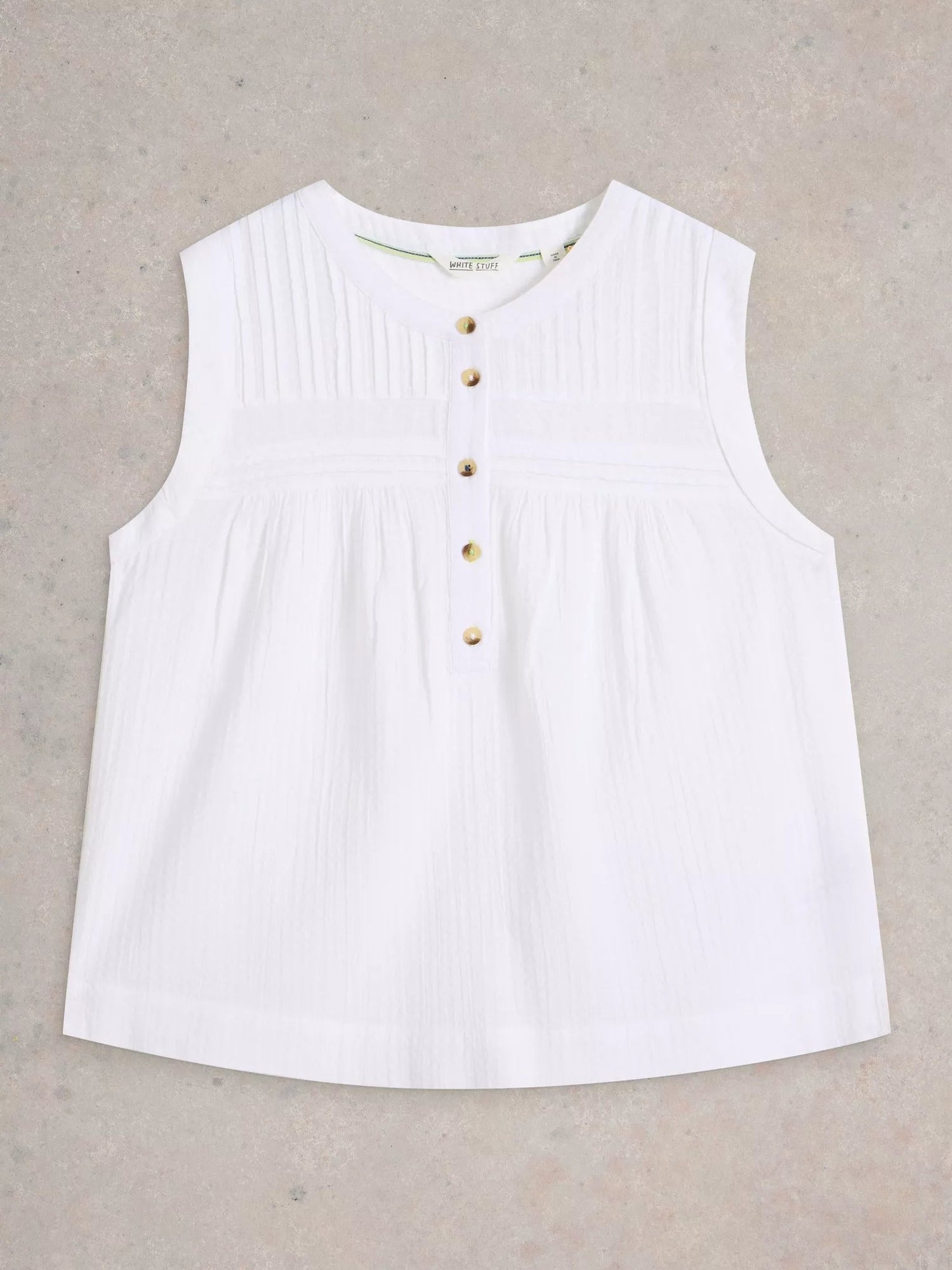 White Stuff Isla Mix Top Brill White - Blue Water Clothing