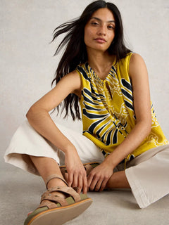 White Stuff Marley Linen Blend Dress - Blue Water Clothing