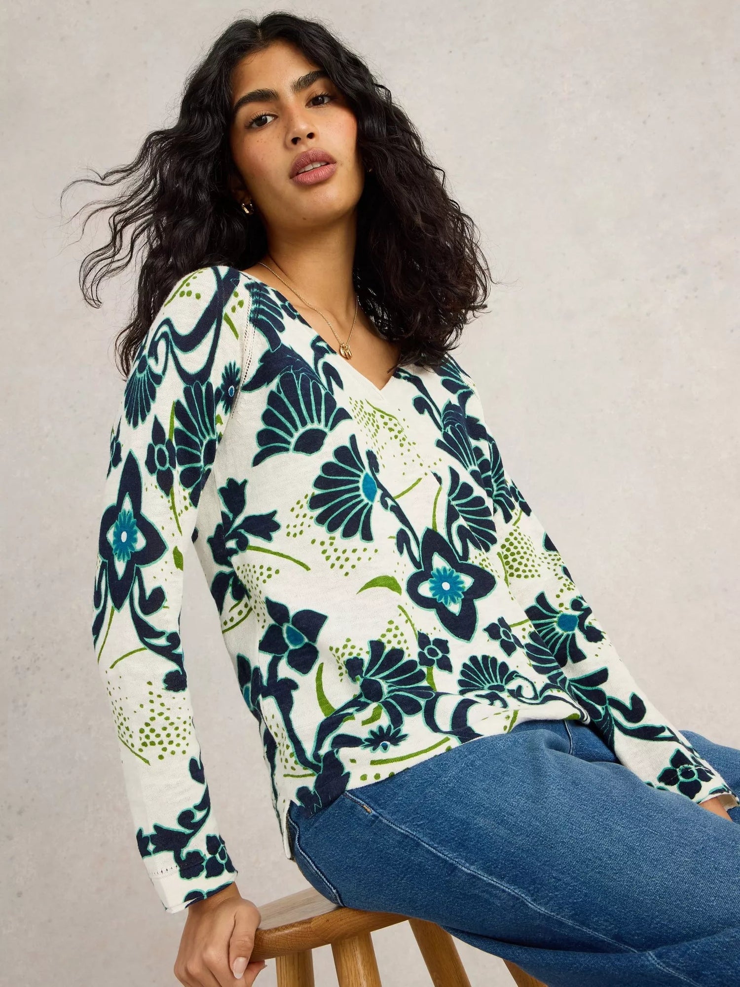 WHITE STUFF NARIA PRINT JUMPER - Blue Water Clothing