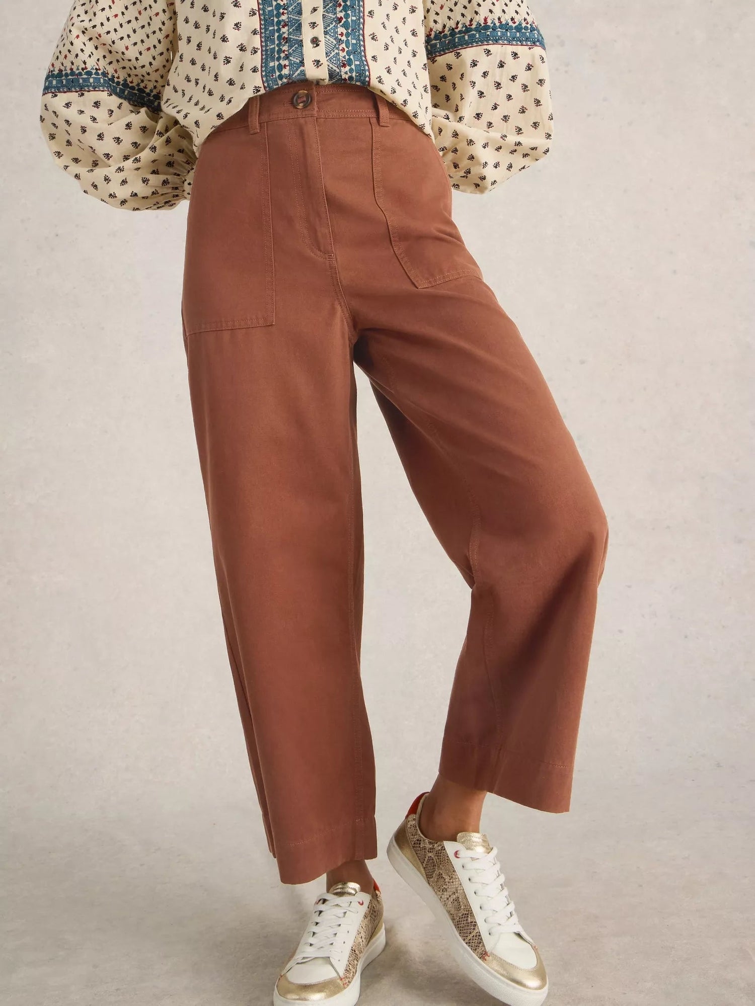 White Stuff Romy Wide Leg Cropped Trouser - Blue Water Clothing