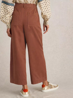 White StuffWhite Stuff Romy Wide Leg Cropped TrouserClothingDARK TAN - Blue Water Clothing