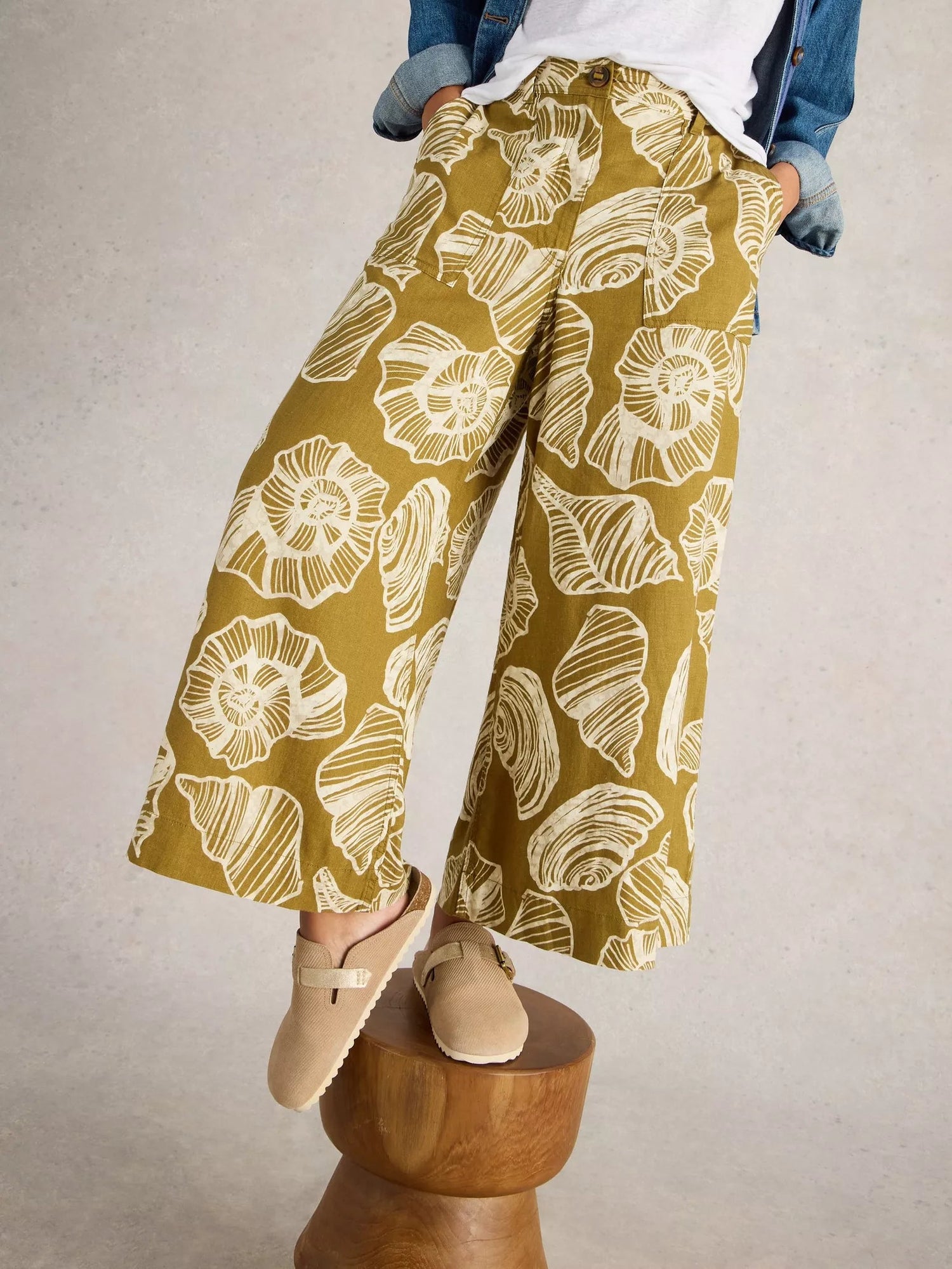 White Stuff Roxy Linen Blend Culotte - Blue Water Clothing