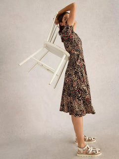 White Stuff Rua Jersey Shirt Dress Midi - Blue Water Clothing