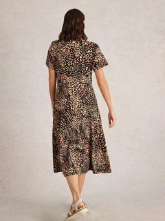 White Stuff Rua Jersey Shirt Dress Midi - Blue Water Clothing