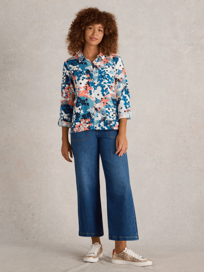 White Stuff Sophie Organic Cotton Shirt - Blue Water Clothing