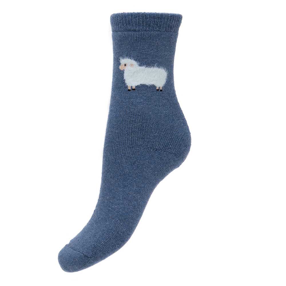 Gemjar Thick wool blend dark blue socks with fluffy sheep