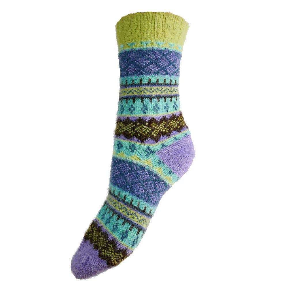 Gemjar Purple and turquoise Scandi patterned soft Wool Blend socks