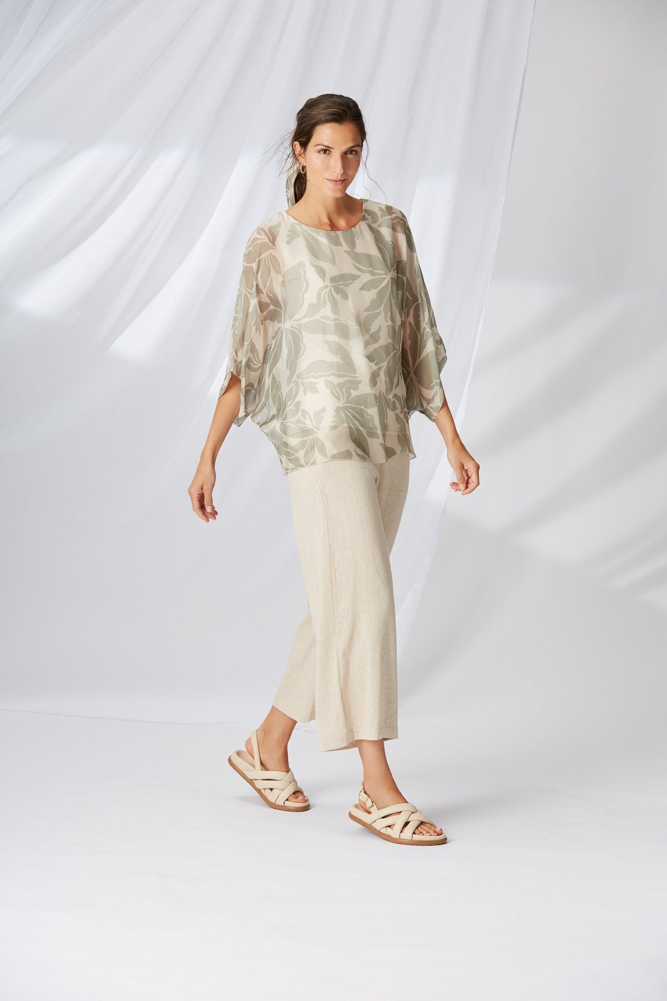 Yellow LabelYellow Label Wide Printed Blouse SageTopsSage - Blue Water Clothing