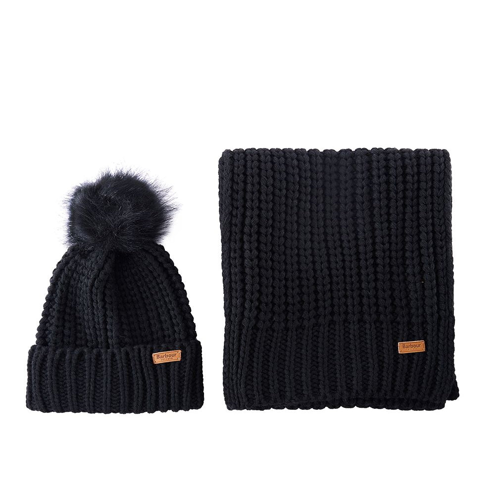 Barbour Saltburn Beanie & Scarf Set-Barbour-Blue Water Clothing