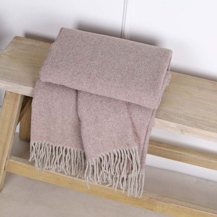 Biggie Best Pure Wool Throw Dusty Pink - Blue Water Clothing