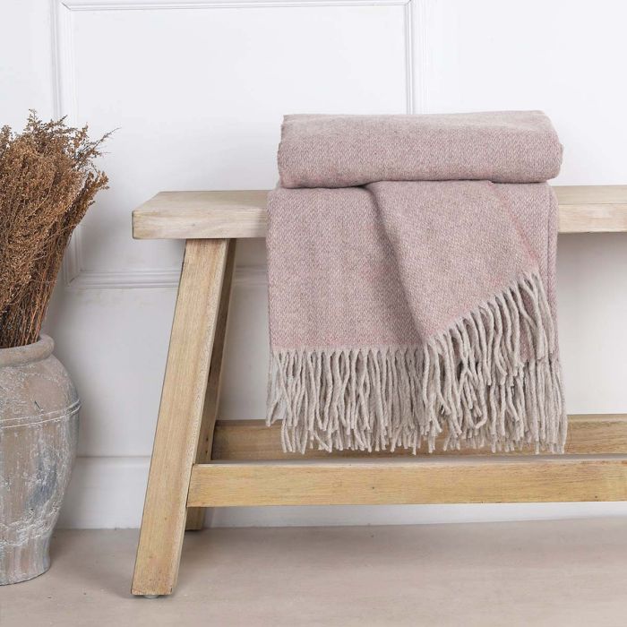 Biggie Best Pure Wool Throw Dusty Pink - Blue Water Clothing